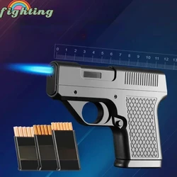 2024 New Clip Gun Type Butane Gas Lighter， Three Capacity Cigarette Holder Windproof Jet Blue Flame Lighters， Men's Gifts