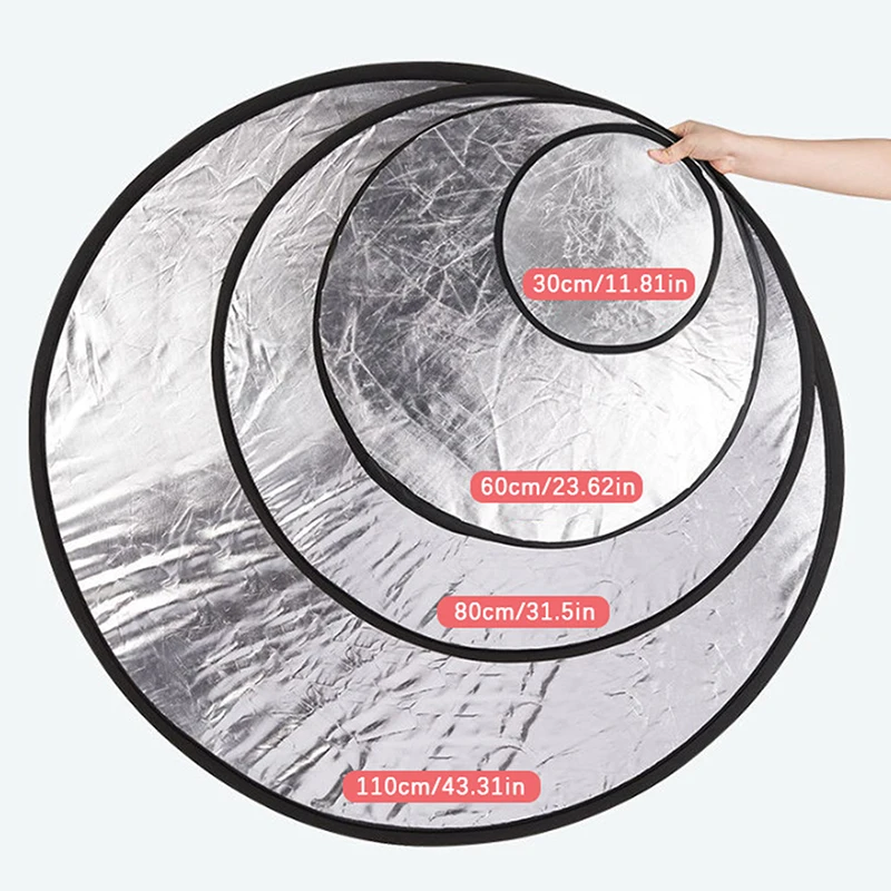 1 Stuks 30Cm 60Cm 80Cm Licht Ronde Reflector Met Tas Draagbare Inklapbare Zilver Goud Wit Reflector Voor Fotografie Studio