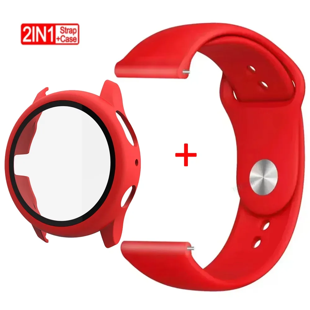 samsung-galaxy-active-2-40mm-44mm用pcケース-ストラップ、active-2用保護ガラスフィルムカバー、シリコンブレスレット20mm、時計バンド