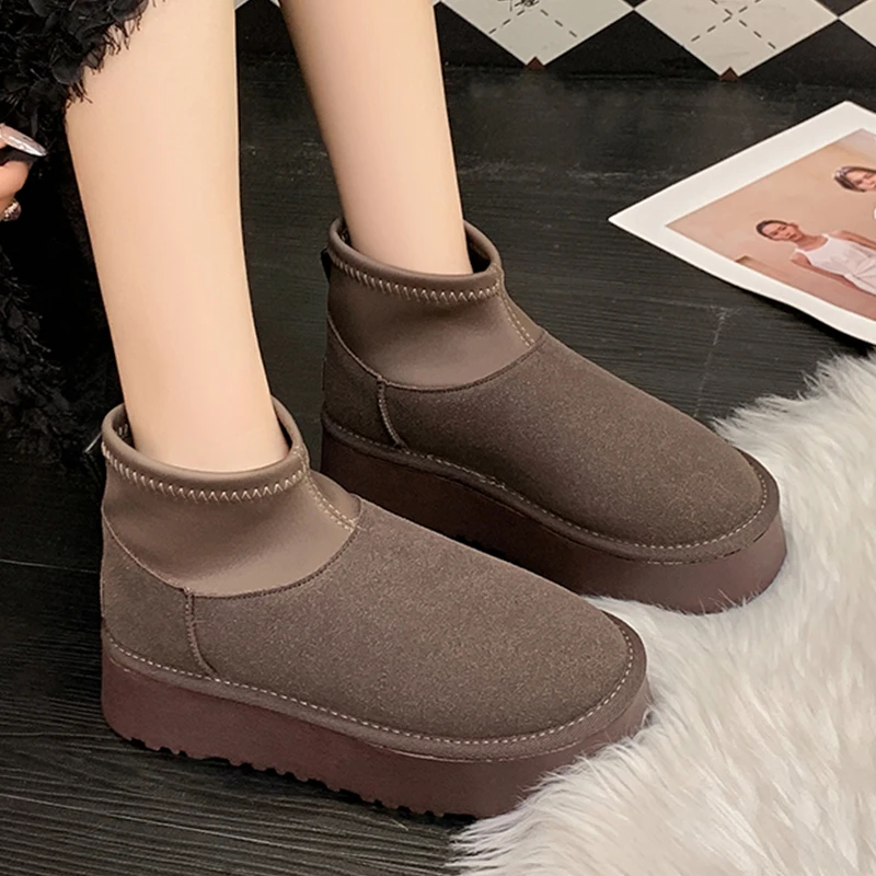 Leopard Flats Platform Women Shoes Snow Ankle Boots Trend Wnter New Designer Chelsea Boots New Casual Walking Mujer Botas