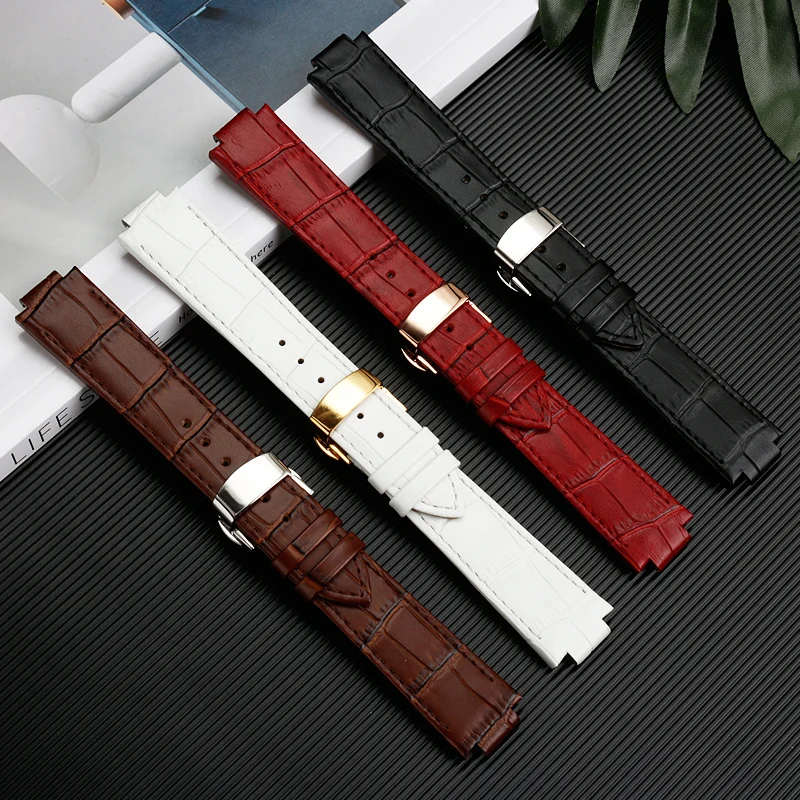 21x12mm Convex leather watchband for LV watch Louis Vuitton tambour strap Quick Detachable Convex Cowhide Steel Endlink