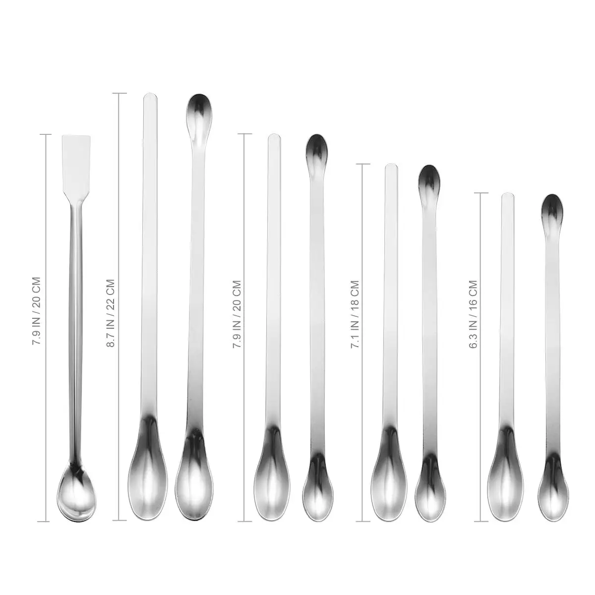 

9 in 1 Stainless Steel Sampling Different Length for Granule Solid Home Lab Restaurant Mixing Scoop Laboratory