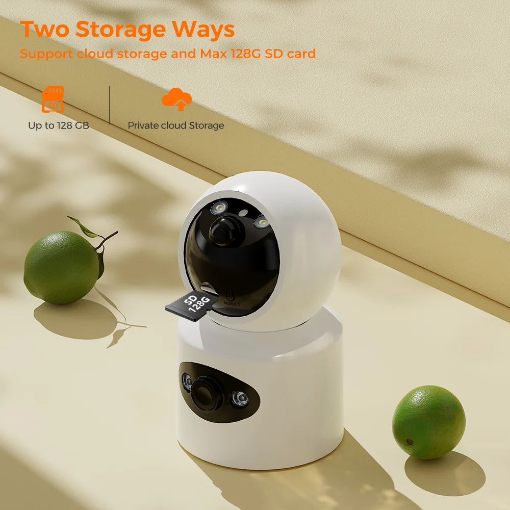 4MP Wirelesss WiFi Camera With 4000mAh Battery Dual Lens Dual Screen Ai Human Detection Indoor Home Security Video Surveillance