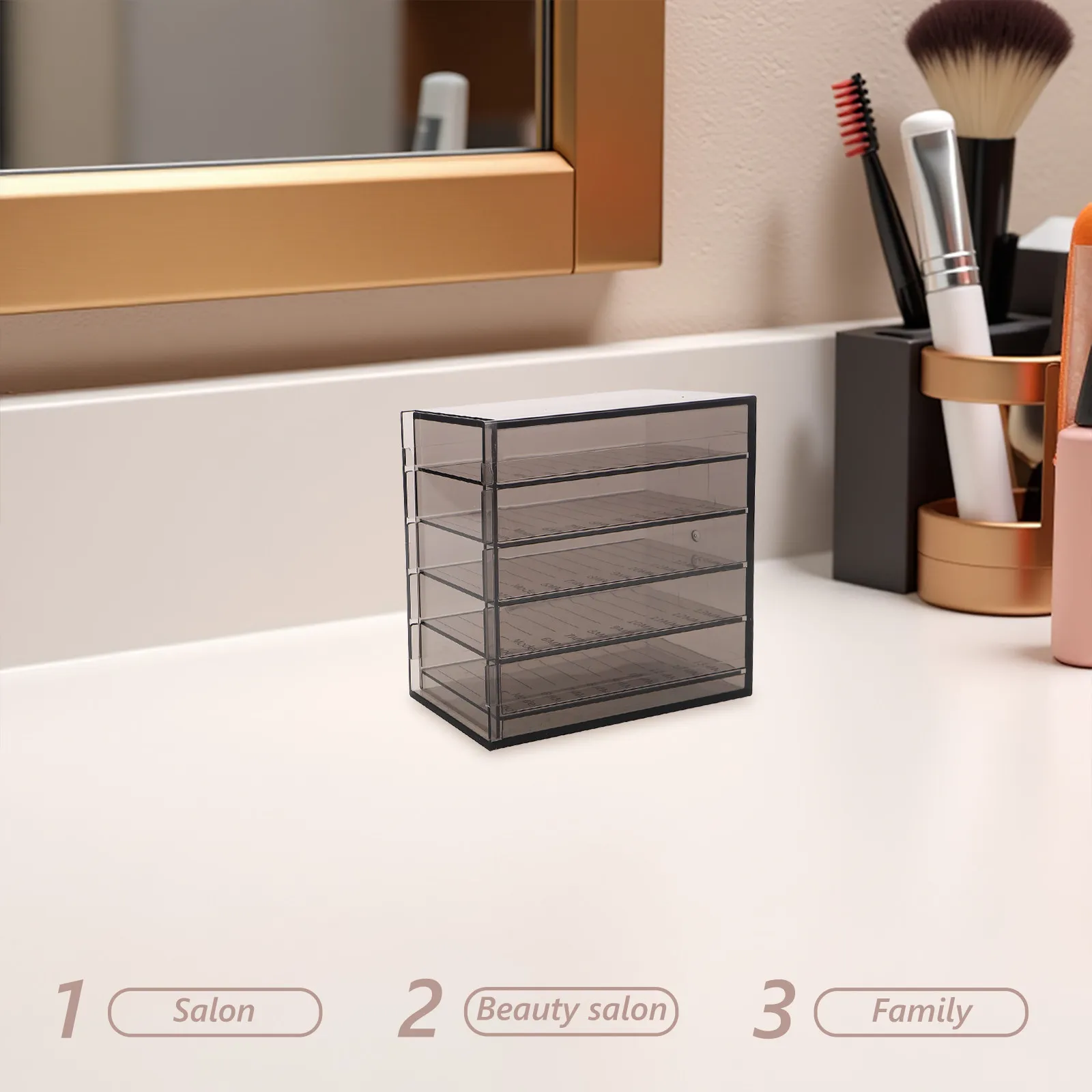 

5-слойный органайзер для ресниц, прозрачный черный контейнер для хранения инструментов и расходных материалов для наращивания ресниц, профессиональный.