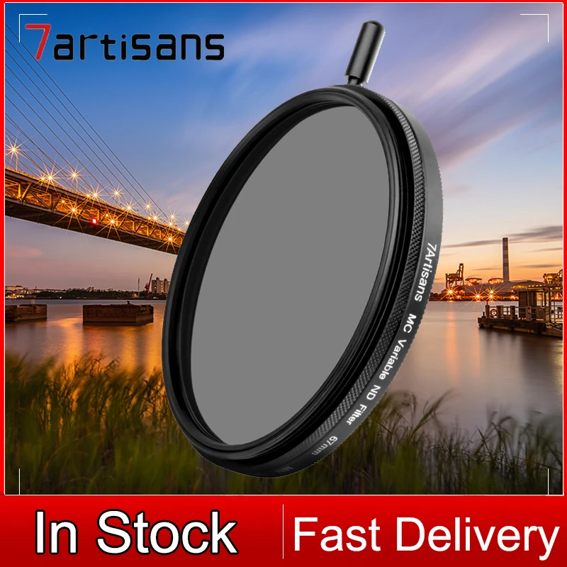 7artisans MC Variable ND Filter 1.5-8 Stops ND2/4/8/16/32/64 Adjustable Neutral Density Filter 58/62/67/77/82mm