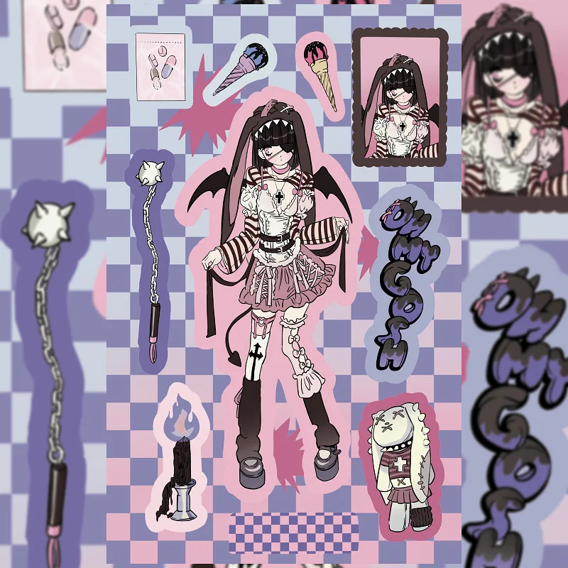 Korean Domi Character Sticker Book Inner Page Stickers Cartoon Sweet Cool Girl Hand Account Diary Diy Decorative Stickers