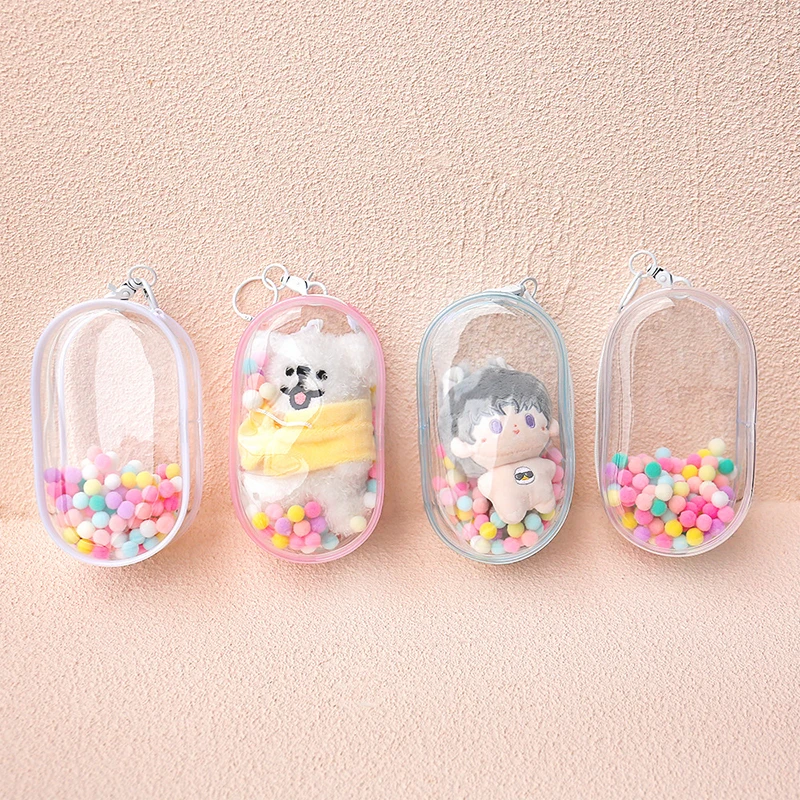 Clear Outdoor Doll Accessories Bag Decoration Mystery Box Doll Display Box PVC Kawaii Storage Organizer Case Keychain Wallet