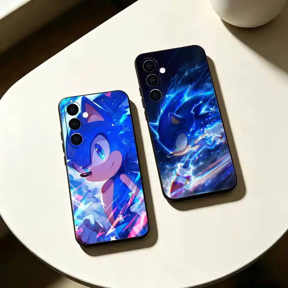 S-Sonic T-The H-Hedgehog Black Soft Silicone Phone Case for Samsung Galaxy A73, A42, A72, A70, A53, A52, A51