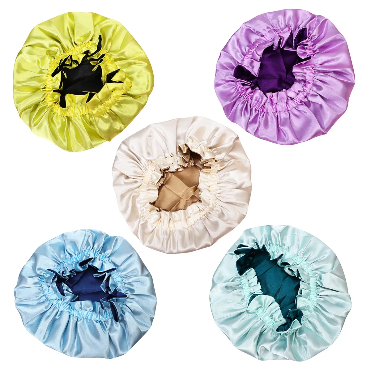 

Kids Satin Bathing Caps Elastic Hair Protection Hats Lightweight Durable Sleep Home Face Wash Use Comfortable Headwear For Kids