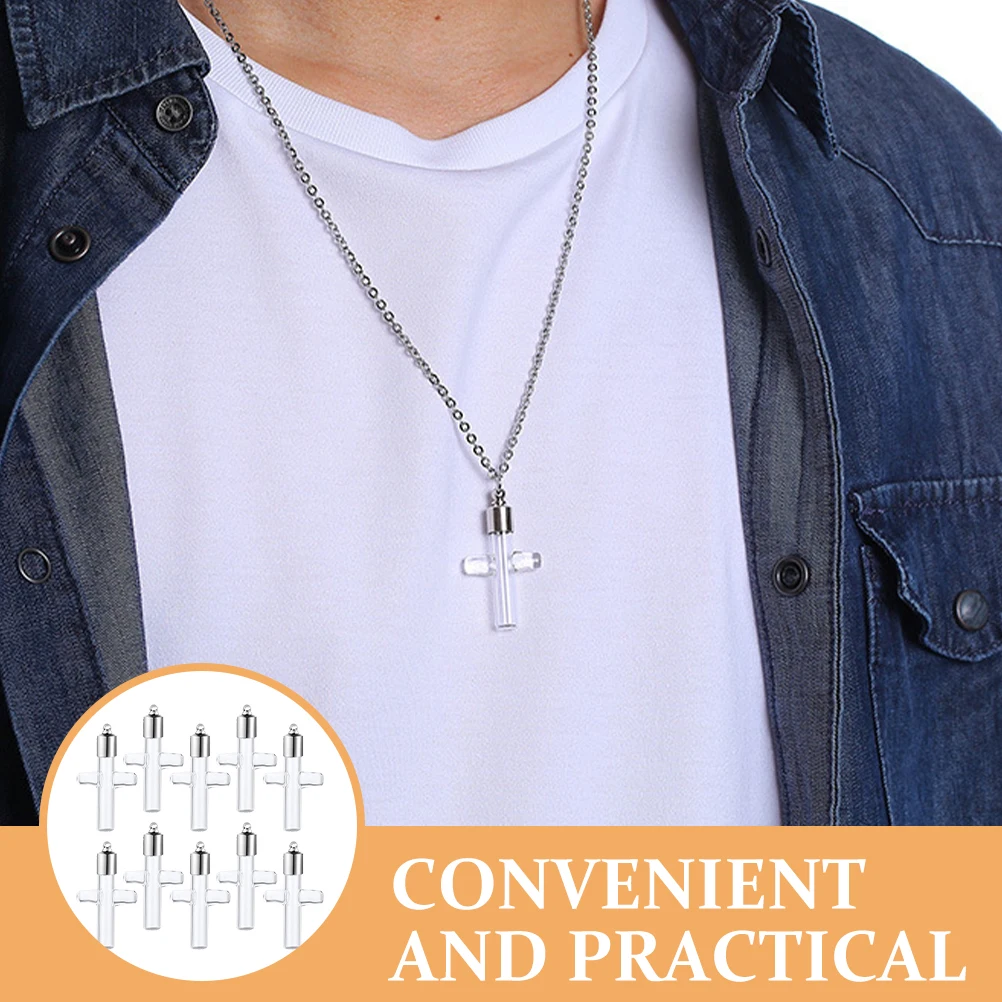 

1Set Mini Wish Bottles Glass Vial Cross Shape Decorative Pendant Small Glass Vials Screw Lid Wish Bottle Storage Containers