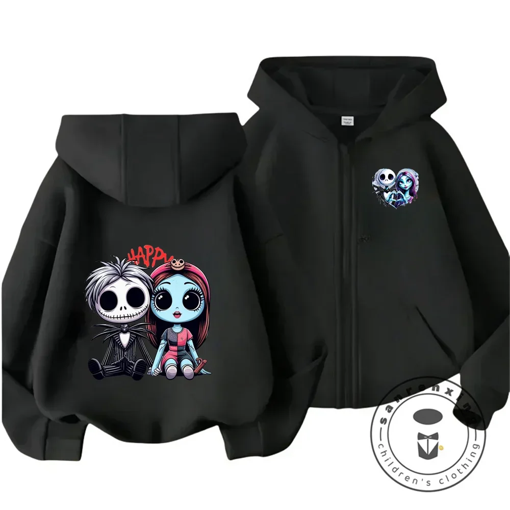 The Nightmare Before Christmas Boys Girls Casual Thin Zipper Hoodies Children Outerwear Clothing Sets Kids Sportswear Suits