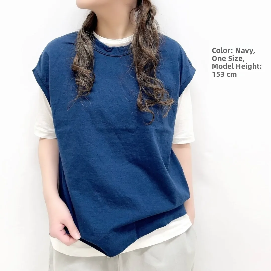 

Французский свободный топ из бамбукового хлопка с коротким рукавом, с боковыми разрезами, комфортный, универсальный, женский, для коррекции фигуры