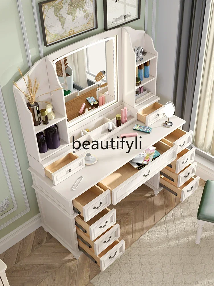 

FG28All solid wood custom American light luxury led with lamp storage rack dresser large