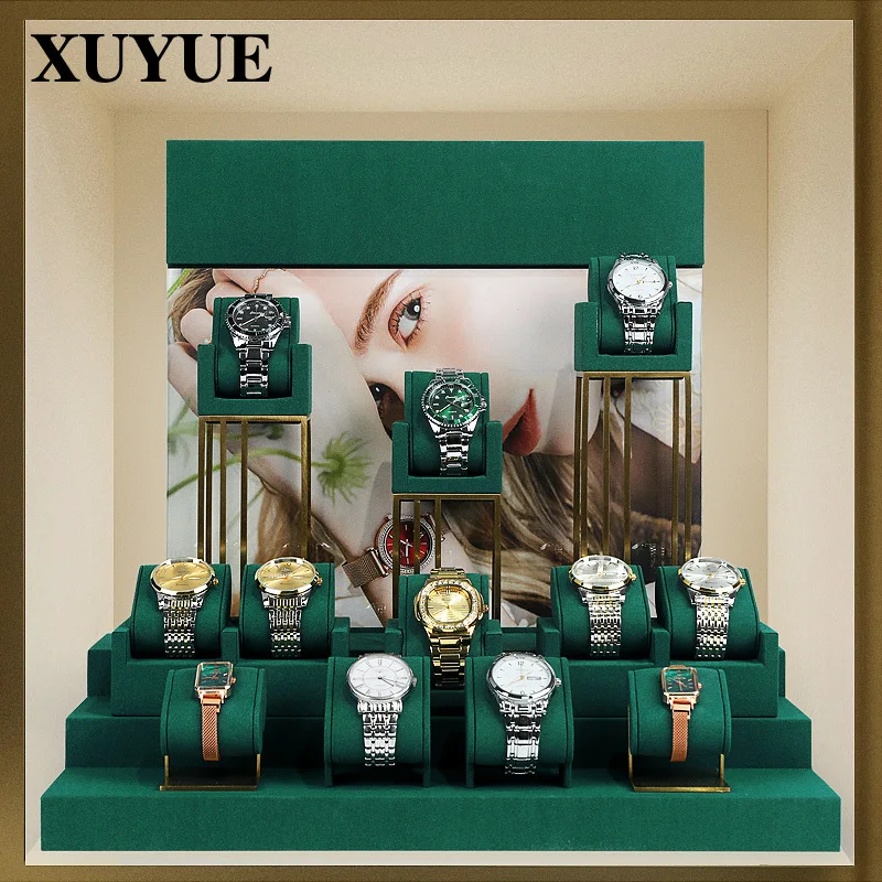 New green super slim hand watch window display counter watch display props