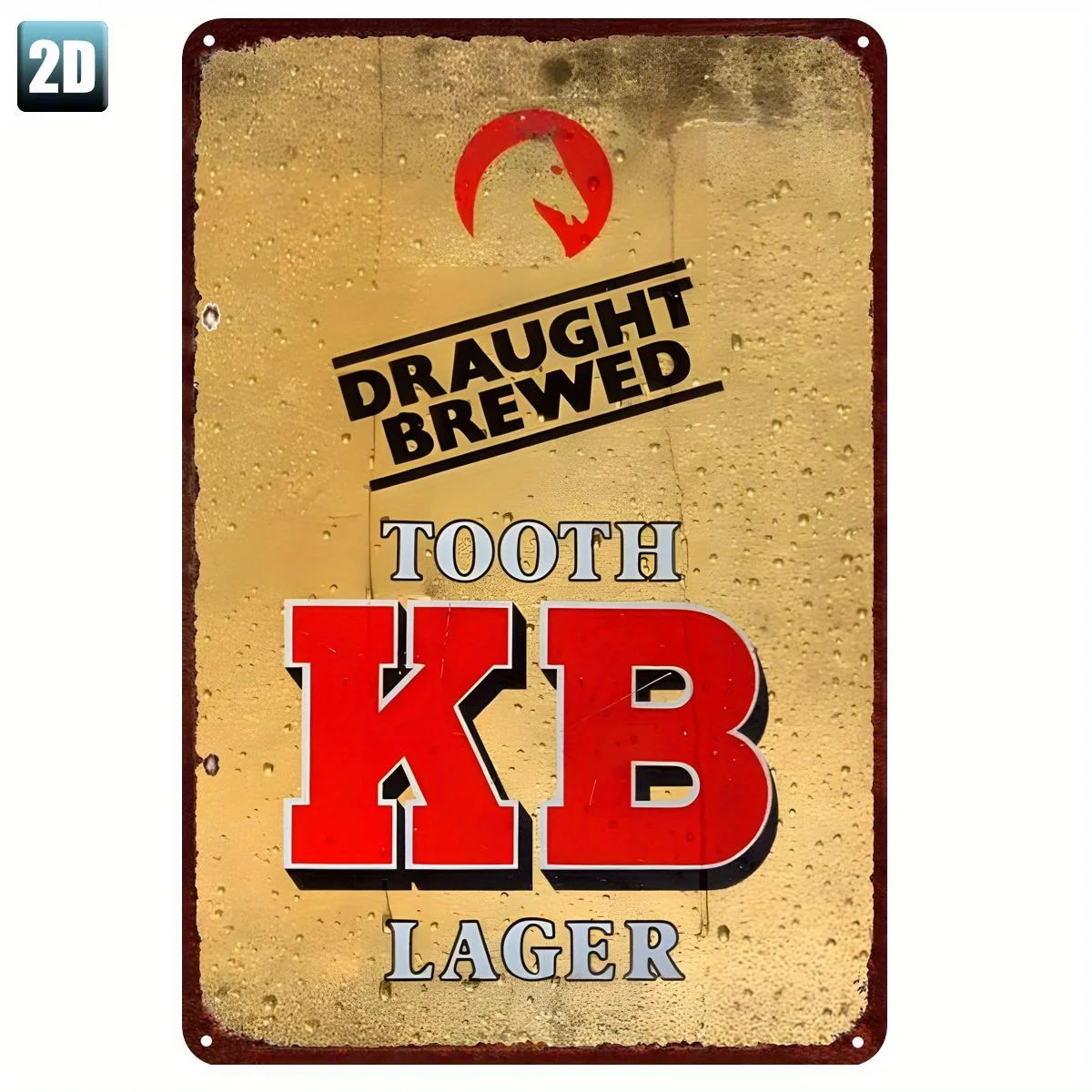 Vintage Metal Tin Sign - Rustic Draught Brewed & Tooth KB Lager Beer Wall Art,  Durable Tinplate Retro Bar Decor for Garage, f