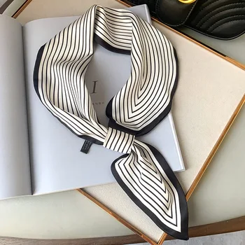 Kadın sıska boyun eşarbı 2023 lüks marka şal sarar siyah pembe küçük ofis Hairband atkısı fular atkılar bayanlar