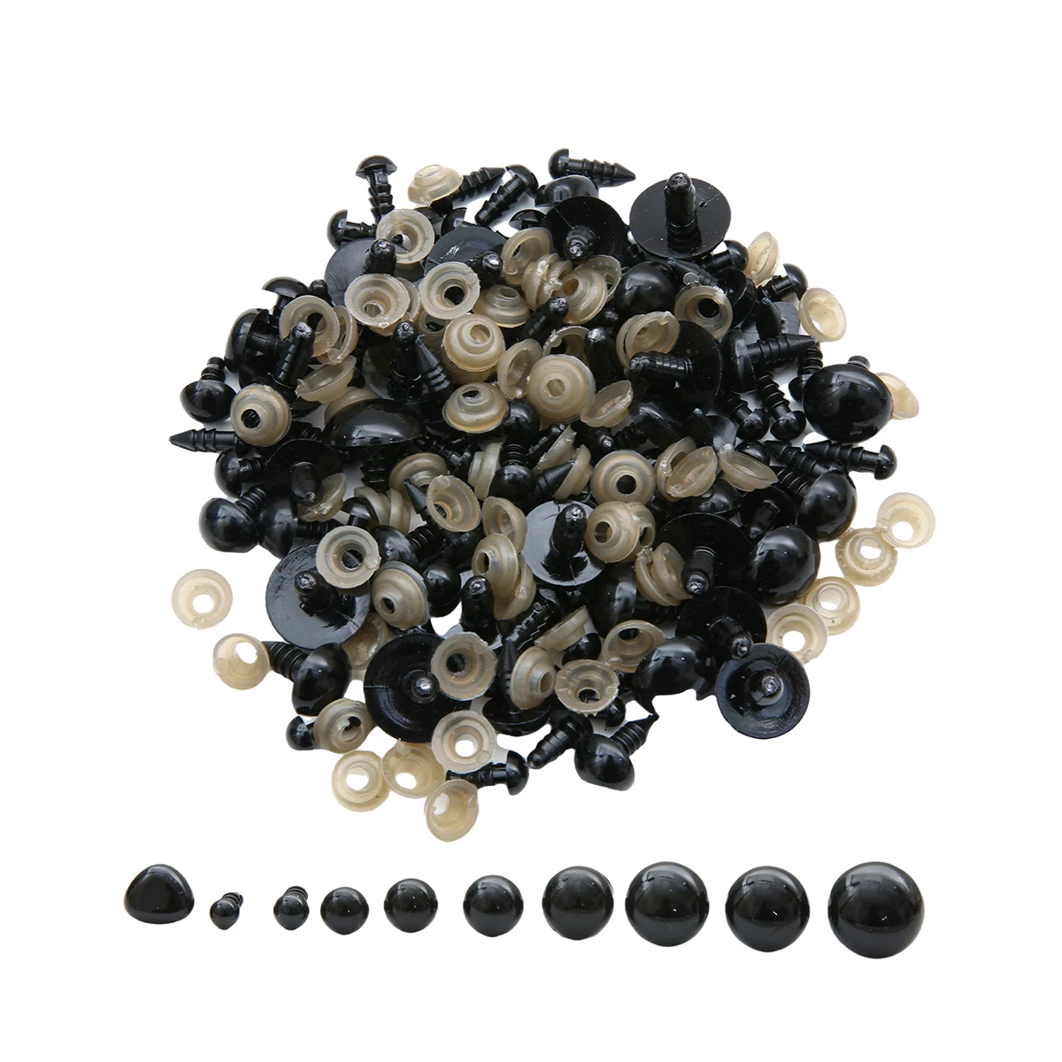 12-460 Stück 5-30mm Schwarze Kunststoff-Sicherheitsaugen in Verschiedenen Größen, Geeignet für DIY Häkel-Tieraugen, Basteldekoration und Zubehör – Detail 5