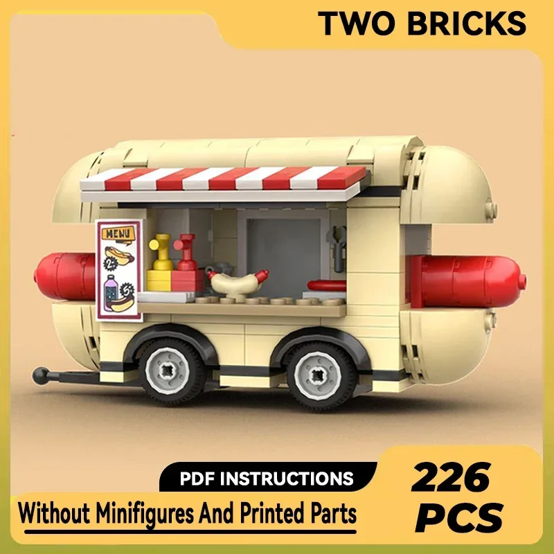 

City Car Model Moc Building Bricks Hot Dog Fast Food Truck Technology Modular Blocks Gifts Christmas Toys DIY Sets Assembly