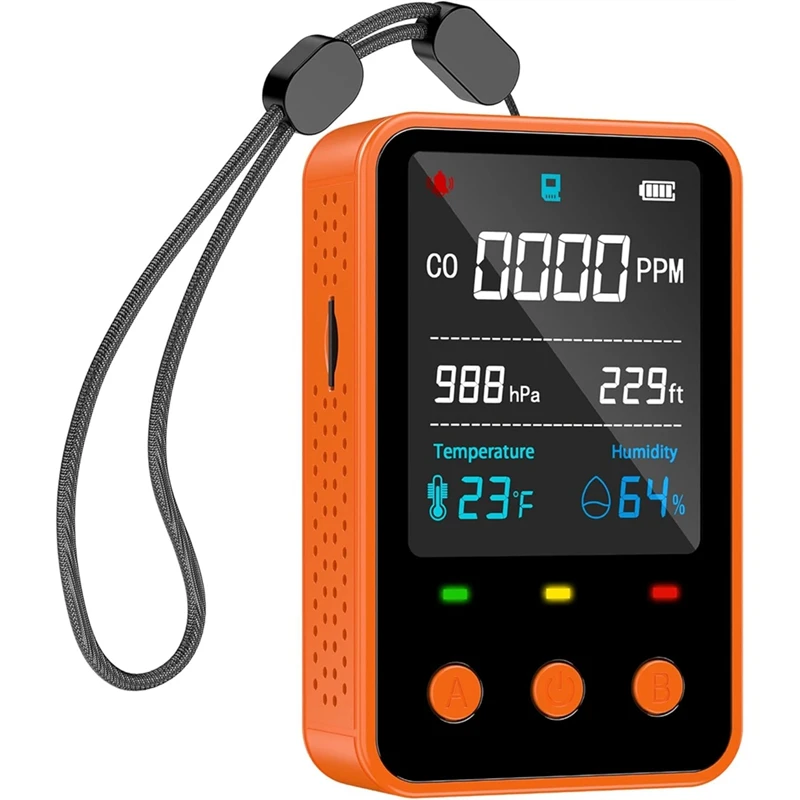 B62B 5 in 1 Portable Carbon Monoxide Detector Mini CO Meter Altitude Temperature Humidity Sensor Travel