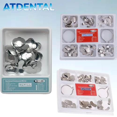 Imagen 1 del producto Kit universal de matriz de matrices metálicas contorneadas con sillín dental con clip de resorte 1330