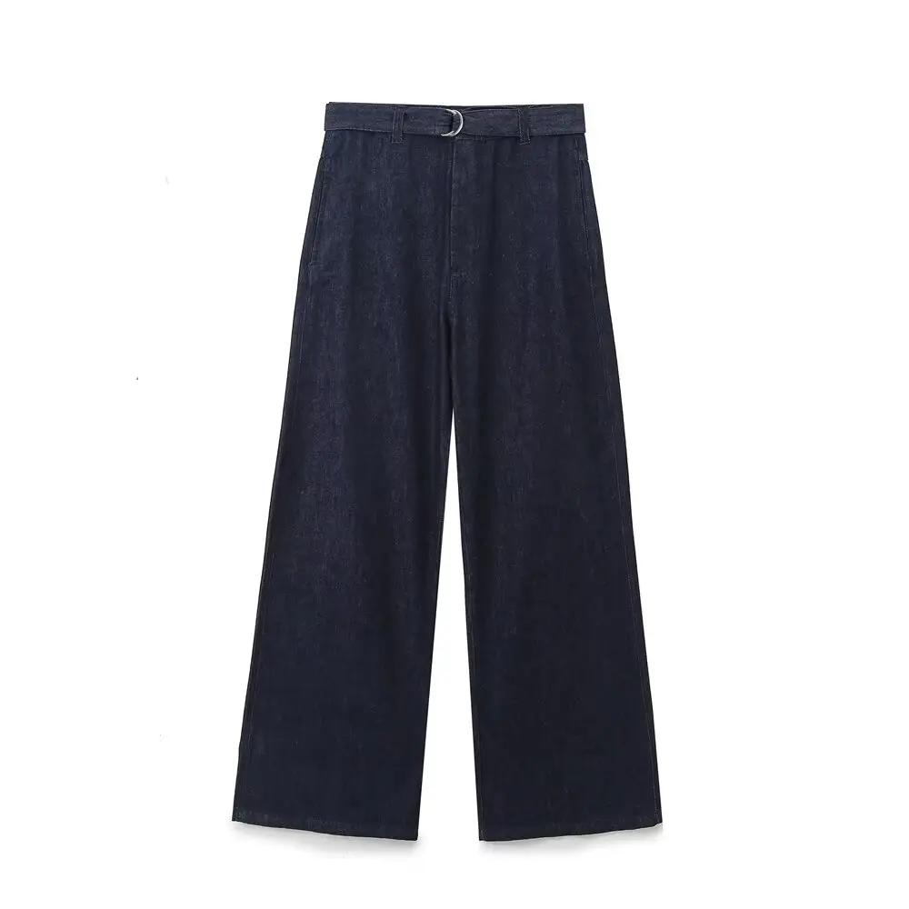 Jenny&Dave French Fashion Ladies Jeans Trousers Minimalist Waistband Loose Jeans Women High Waist Vintage Denim Pants Women