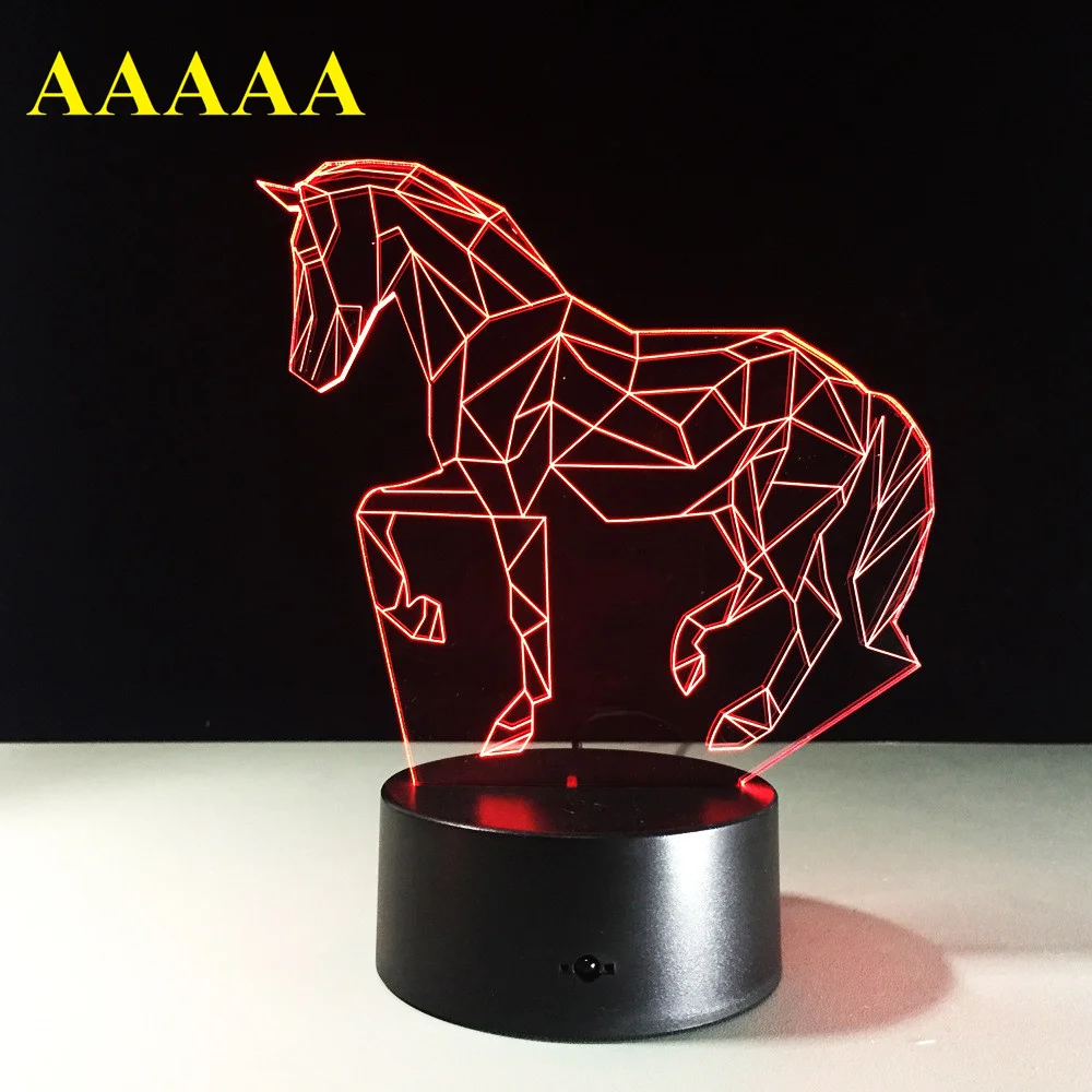 Acrylic 3D Stereo Vision Horse 3D LED Lamp Decorative 7 Color Change Touch Switch Bedroom Bedside Birthday Gift For Children