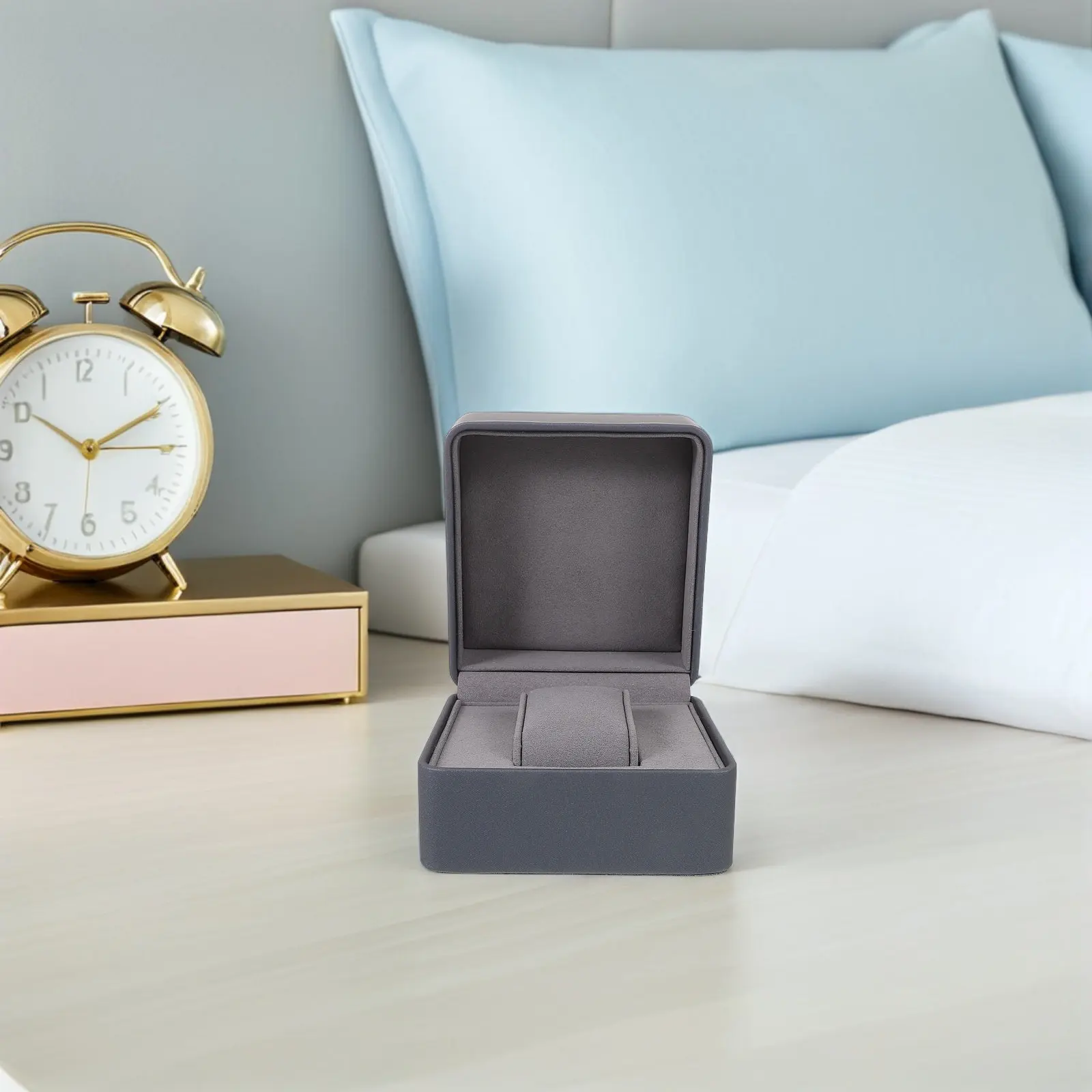 Small Watch Box PU Watch Storage Organizer for Men Presentation Box with Detachable Cushion Scratch Proof Interior