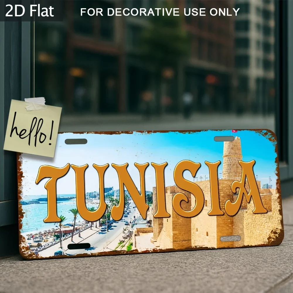 2D Flat - Enable, 1pc, 2D Flat, Distressed Metal Plaque (30*15 Cm), Rural, Garden,Home,Cafe,Bar Wall Decoration Retro Nostalg