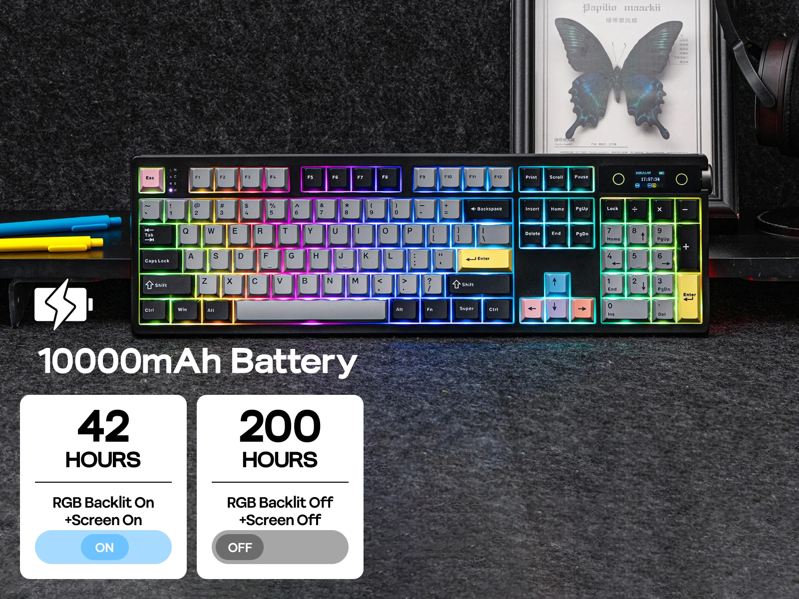 EPOMAKER TH108 PRO Custom 100 Full Sized Hot Swap Tri Mode Wireless Mechanical Keyboard Screen Knob 10000mAh Battery Gift