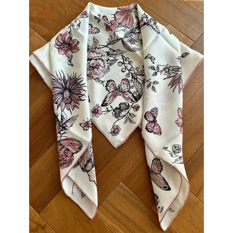 Flower Headscarf Silk Scarf Luxury Replicas Hijab Woman Scarf Handkerchief Suit Bandanna Fashion Hair Bands Scarf 90*90