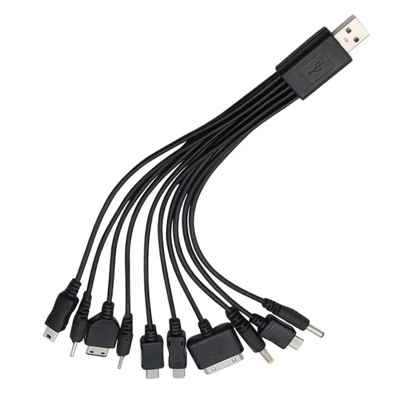1/2/3/4/5/6Pcs 10 In 1 Multi-Function USB Cable Universal Phone Charging Cable USB To Multiport Charging Cable Cord