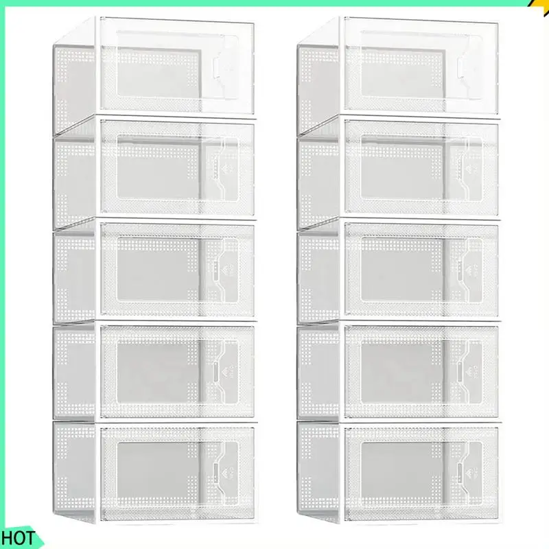 

AWAH 2X Transparent Shoe Box Storage Box Drawer-Type Plastic Shoe Rack Transparent Shoe Cabinet Online Celebrity Shoe White