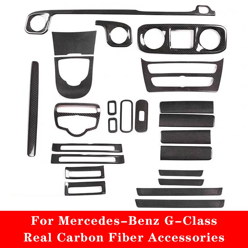 For Mercedes-Benz G-Class W463 G350 G500 2019-2020 Real Carbon Fiber Central Control Interior Decoration Stickers Accessories