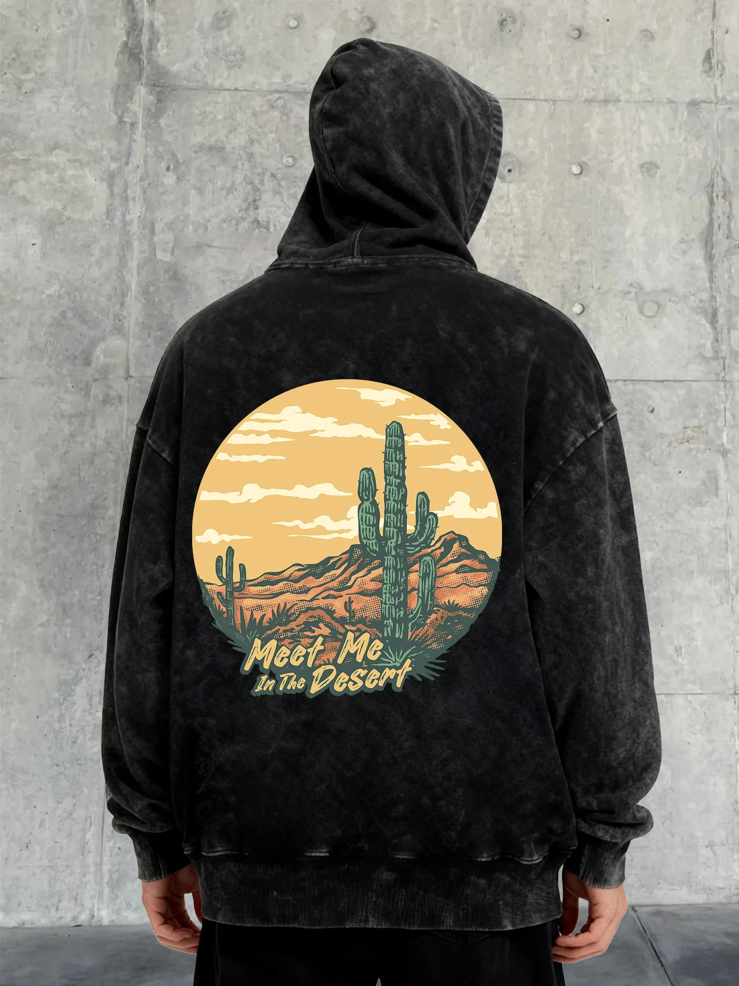 مجموعة Cow Man 400 جرام ذات قلنسوة ثقيلة الوزن مغسولة بكتف منسدل