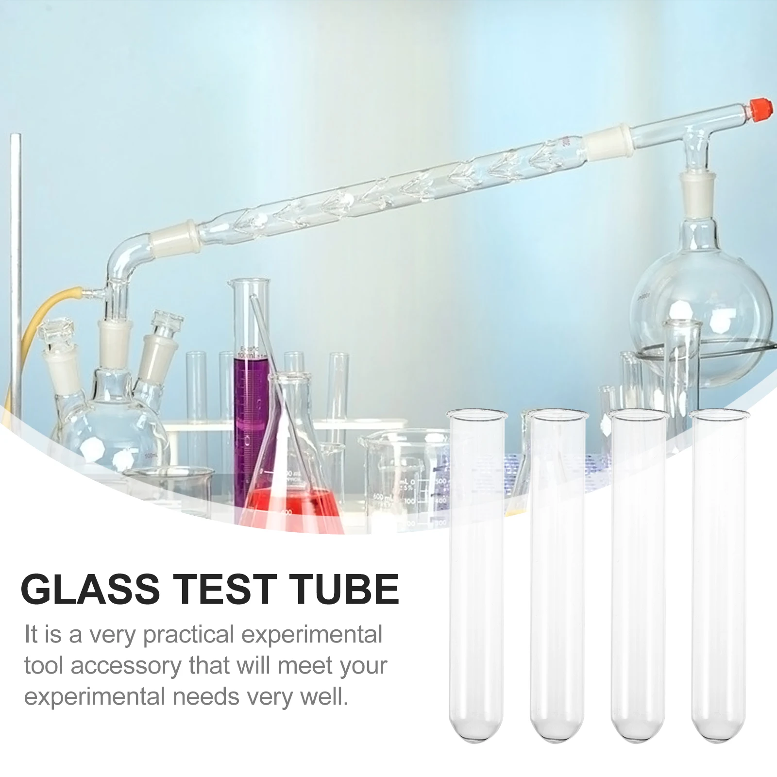 

10 Pcs Borosilicate Rolled Edge Glass Test Tube Tubes Articulated Clear Storage Large