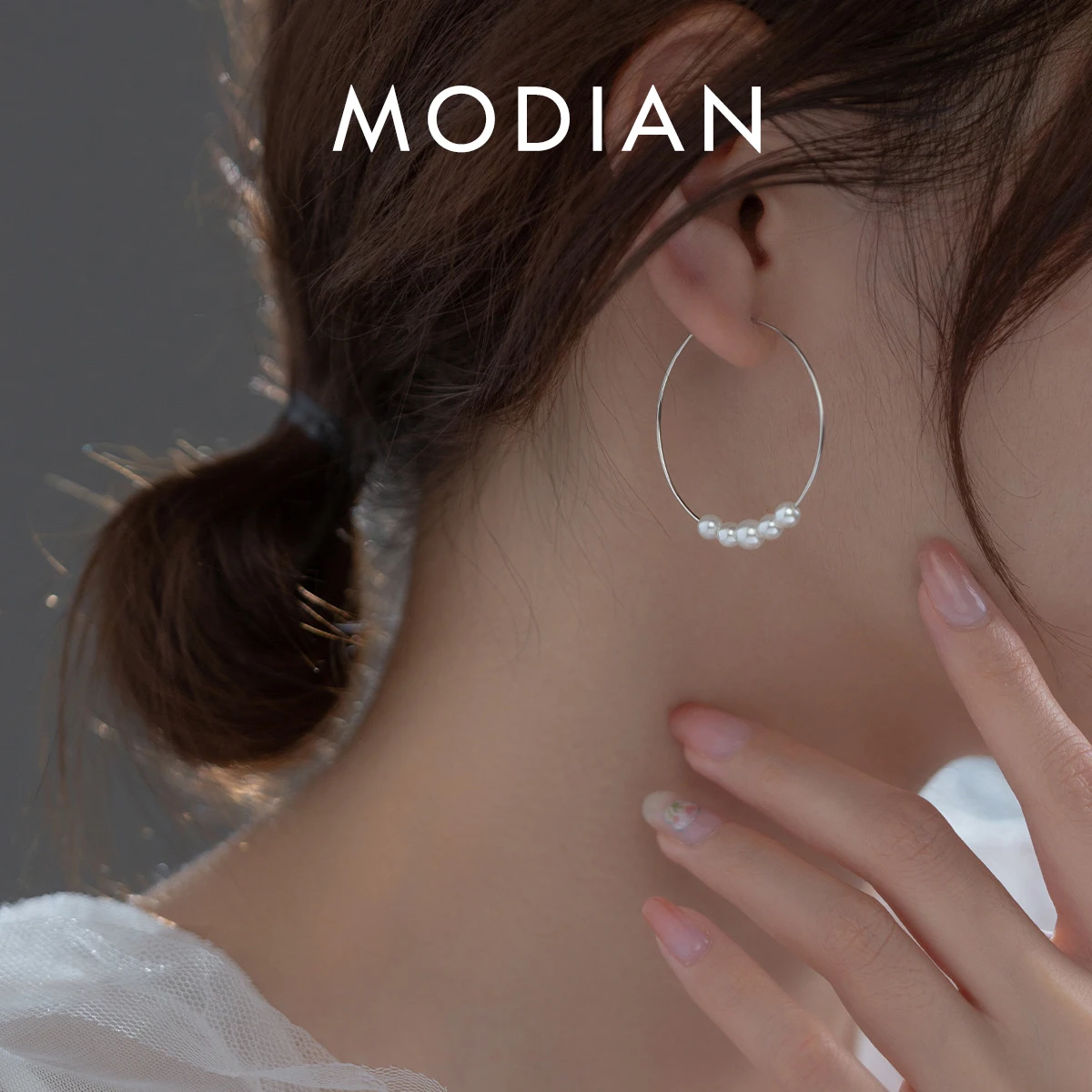 Modian 925 Sterling Silver Big Circle Simple Party Hoop Earrings Fashion Exquisite Fine Buckle Ears For Women Fine Jewelry