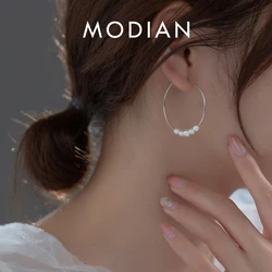 Modian 925 Sterling Silver Big Circle Simple Party Hoop Earrings Fashion Exquisite Fine Buckle Ears For Women Fine Jewelry