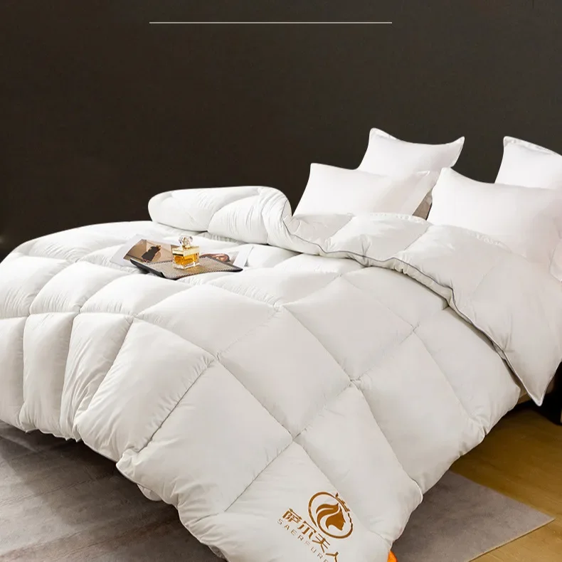 Image 3: DuSALE-Couette en duvet d'oie et de canard blanc pour hôtel cinq étoiles, couette torsadée à fleurs, housse 100% coton, haute qualité