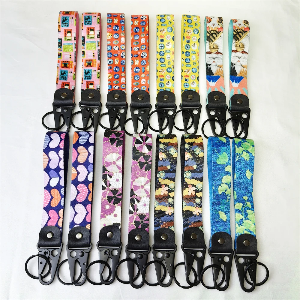 

Cartoon Keychain Nylon Wristband Lanyard Thermal Transfer Process Keyring For Audi Ford VW KIA Jeep Car Accessories Women Gifts