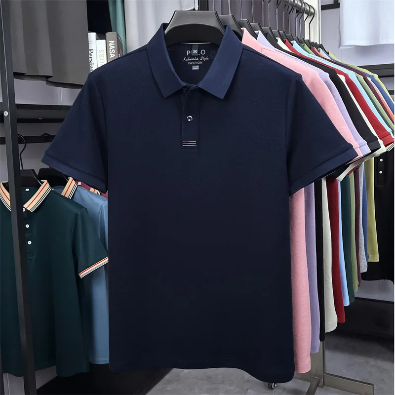 Pure black base color with colorful stripes on the placket, understated yet not monotonous, suitable for both workplace and casu