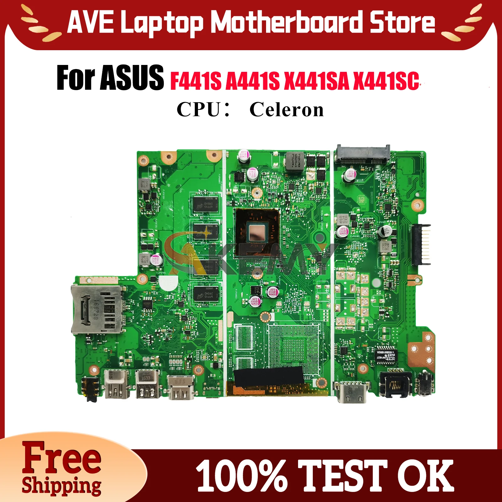 

X441SA Материнская плата для ноутбука ASUS VivoBook A441S X441S F441S X441SC X441SA Материнская плата с процессором Celeron 100% тестирование ОК быстрая доставка