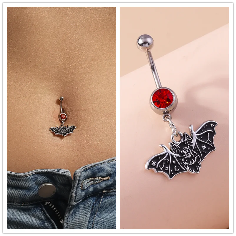 Aihua Halloween Schädel Skelett Nabel Ring Chirurgenstahl Gothic Halloween Spinne Bauchnabel Ring Piercing Ombligo Körperschmuck – Detail 5
