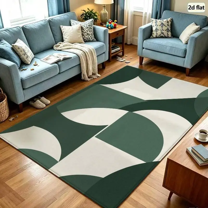 1PC Abstract Geometric Dark Green And Off-White Area Rug Mats For Floor Entry Mat Front Door Rugs Washable Accent Rug Vintage Area Rugs Porch Bathroom Laundry
