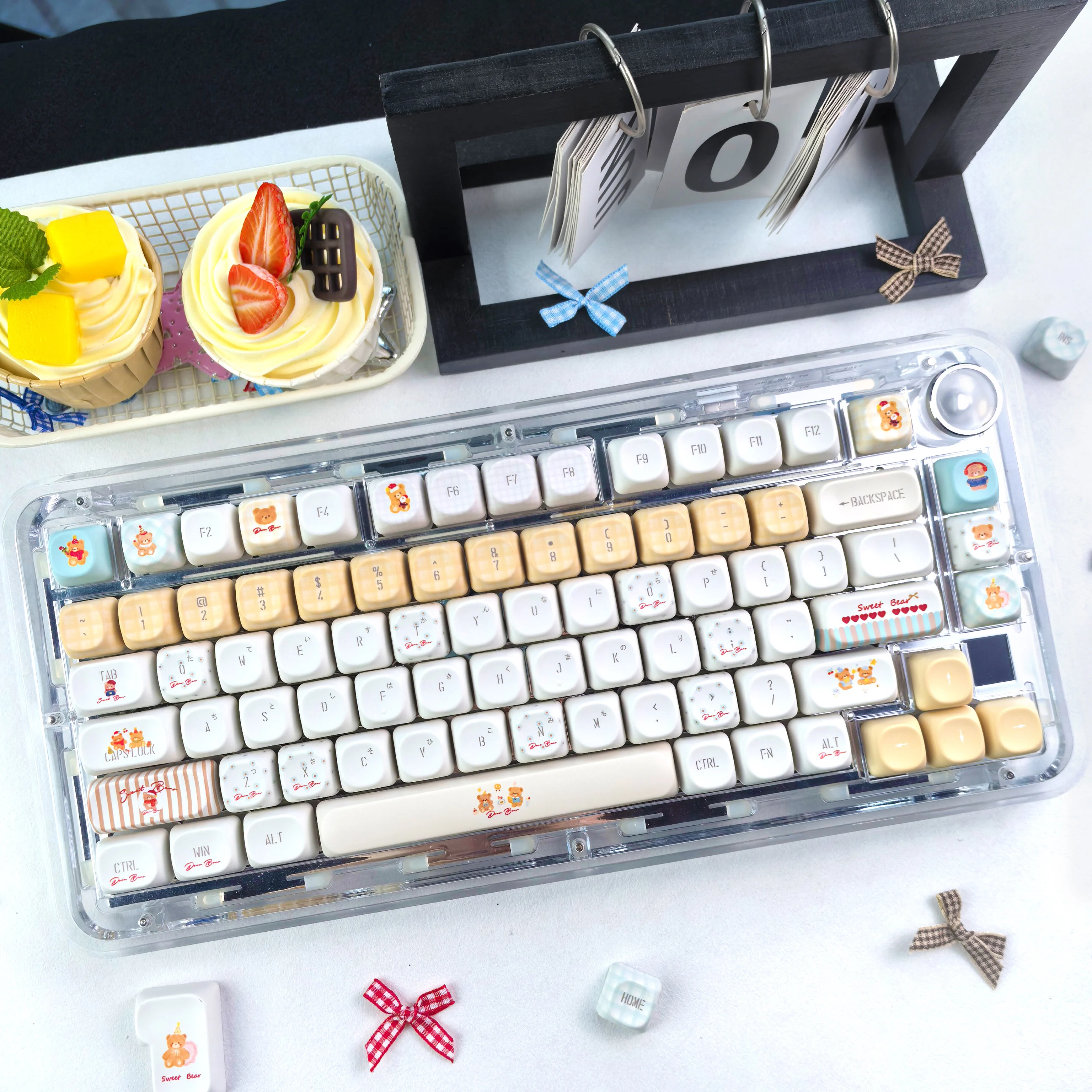 MAIMOOO Keycap Cream Teddy Bear Light Yellow Moa Cherry Pbt For Aula Ajazz Heat Sublimation Customized Keycap