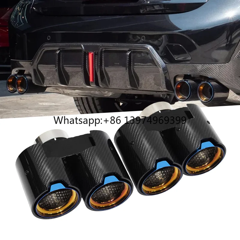 DEX Performance Styles Carbon Fiber & Stainless Steel Smooth Finish Exhaust Tips for  3/4 Series (G20/G21/G22/G26) 320i-430i