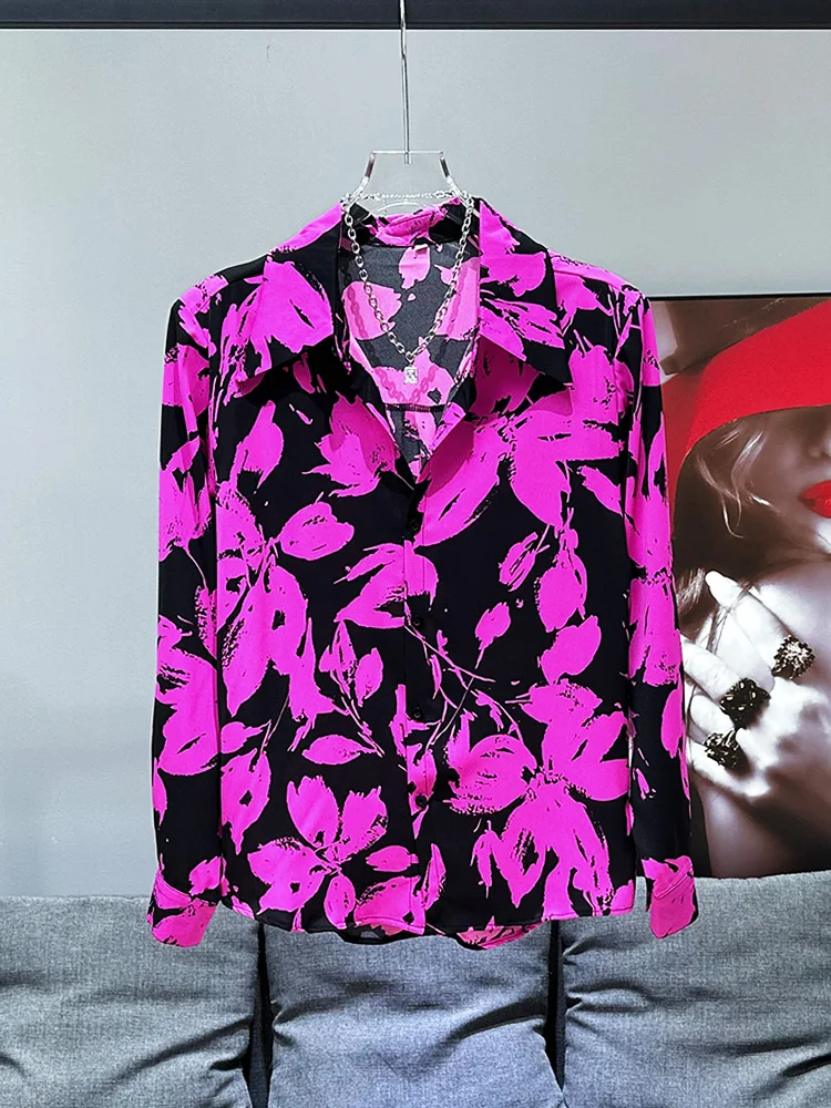 

Мужская летняя новинка: модная повседневная рубашка из ледяного шелка с цветочным узором, с подплечниками, свободного кроя, стильная, с длинным рукавом, молодежная, популярная