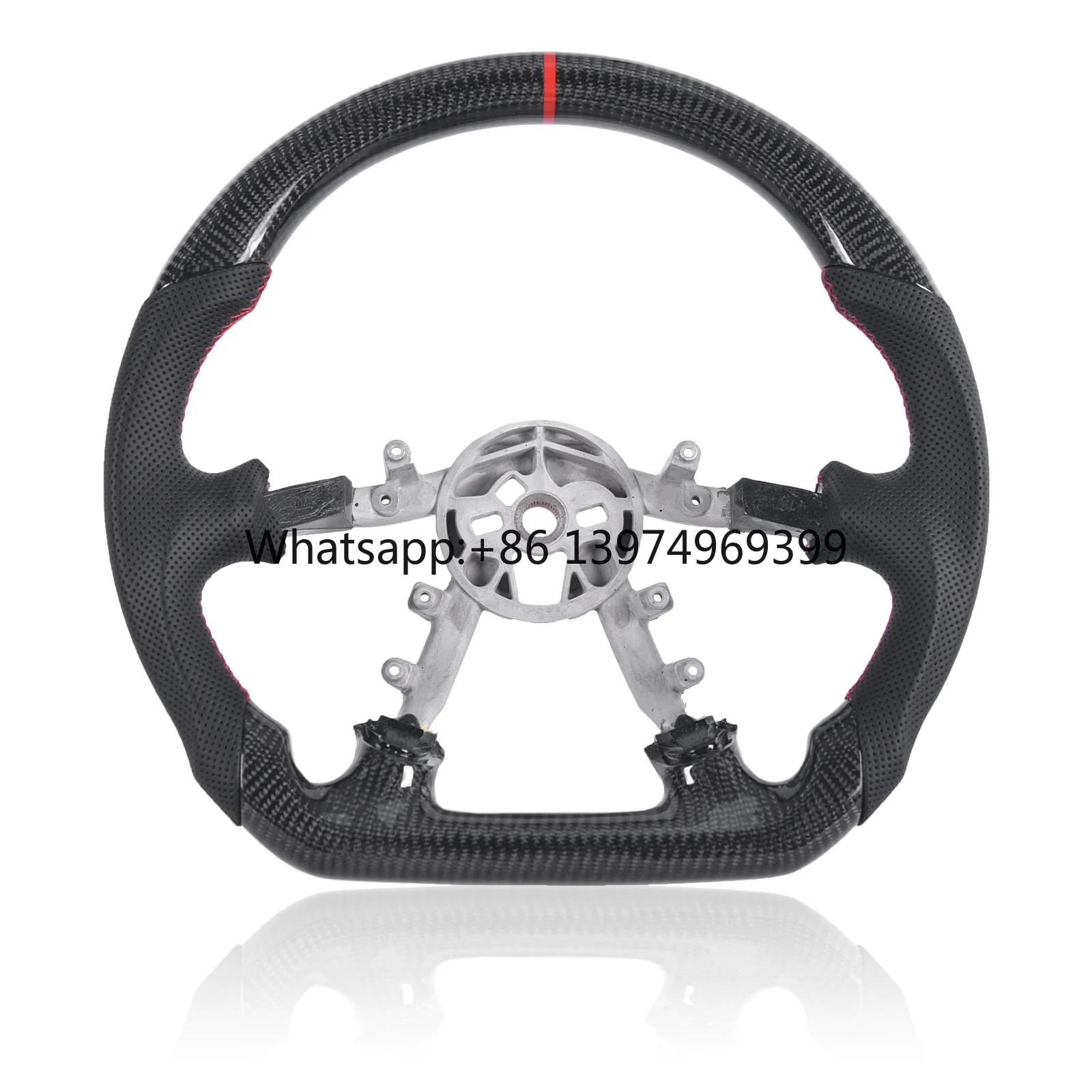 Carbon Fiber Steering Wheel for Chevy Corvette C5 Z06 1997-2004, D-Shape Flat Bottom Nappa Perforated Leather Grip