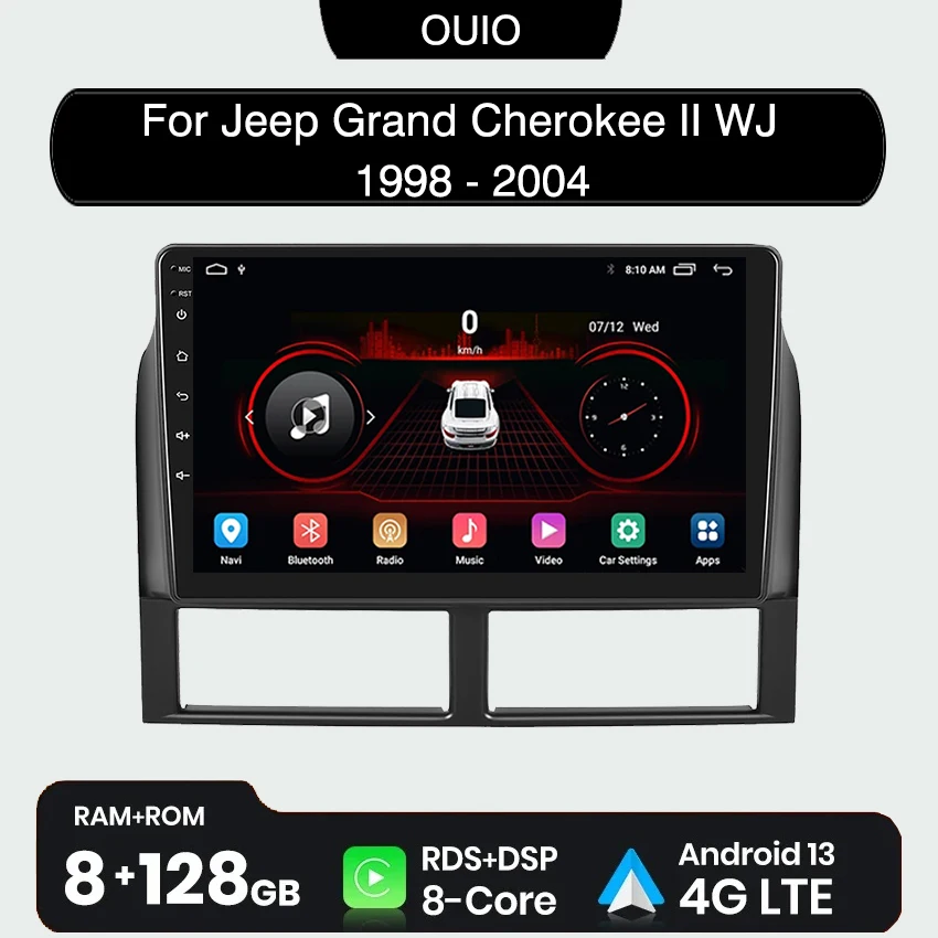 

4G Android 13 radio For Jeep Grand Cherokee II WJ 1998 - 2004 Car stereo Multimedia Player Carplay Auto GPS navigation 2DIN