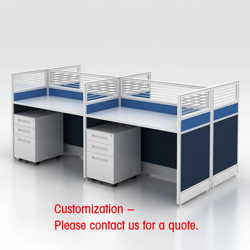 custom.Office Partition Workstation White Desk Call Center, 4/6 Seats Staff Office Workstation with Privacy Divider