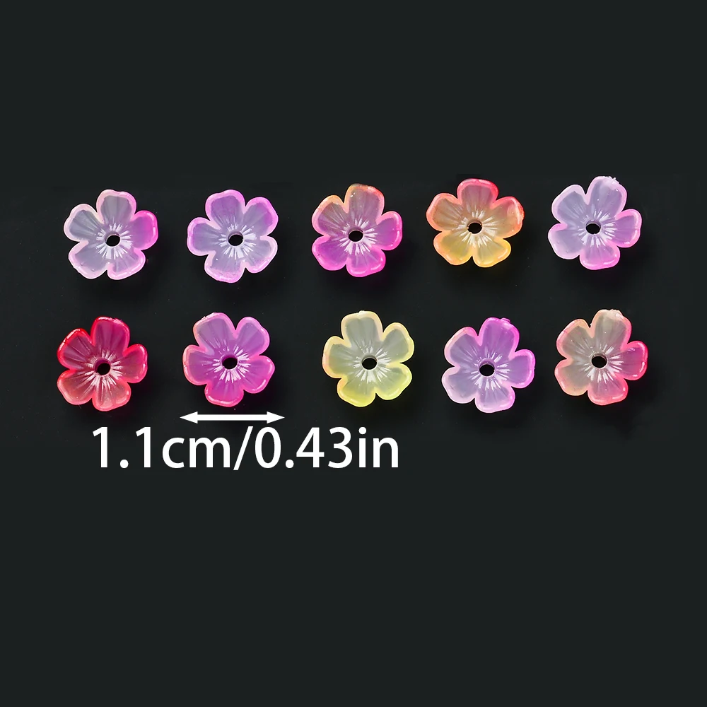 600 Stück Transparente Bunte Acryl-Blumenperlen Blumen-Abstandhalterperlen für DIY Schmuckherstellung Perlenarmband Halskette Zubehör – Detail 3